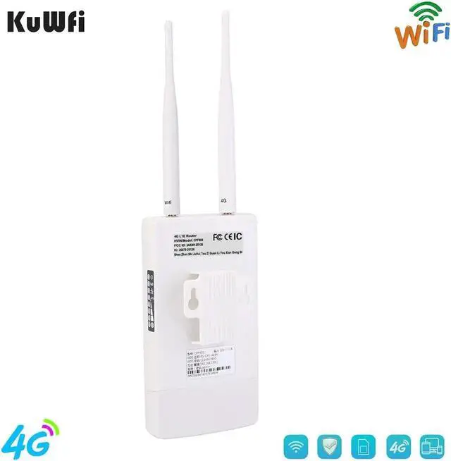 Alt view image 5 of 5 - KuWFi Waterproof Outdoor 4G LTE CPE SIM Card WiFi Router 150Mbps CAT4 SIM LTE Routers Work with IP Camera or Outside WiFi Coverage with 2pcs Antenna Only Work with SIM Card Mode Not for USA
