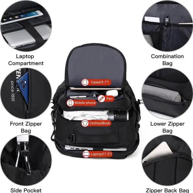 Alt view image 5 of 5 - FILLOVE Extra Large Backpack, FriendlyDurable Travel Backpack with USBCharging Port/Headphones Hole forMlen& amp ; WomenAnti theft& amp Secure, Water-Resistant Big Business College