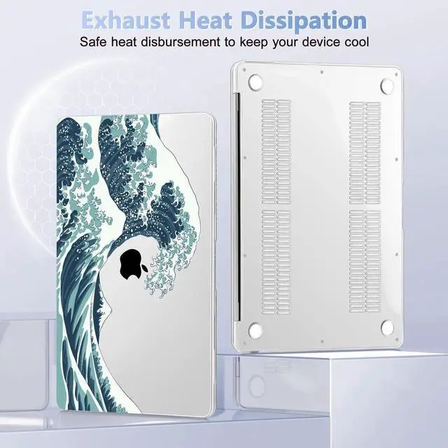 Alt view image 5 of 5 - May Chen Compatible with New MacBook Air 13 inch Case 2021, 2020 2019 2018 Release Model: M1 A2337 A2179 A1932, Plastic Hard Shell Case Cover for Mabook Air 13 inch with Retina Dispaly, Great Wave