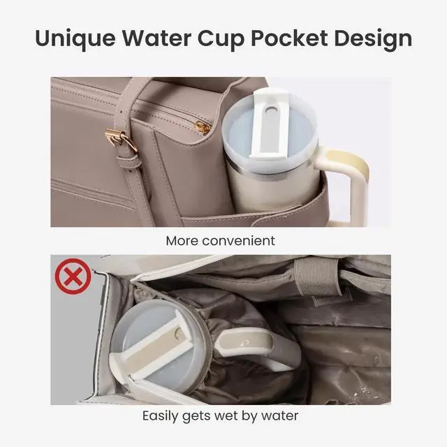 Alt view image 5 of 5 - LOVEVOOK Laptop Tote Bag for Women With Large Cup Holder, Leather Work Tote Bag for Women,15.6 Inch Professional Computer Briefcase Business Teacher Commuter Shoulder Bag,Office Travel Gift