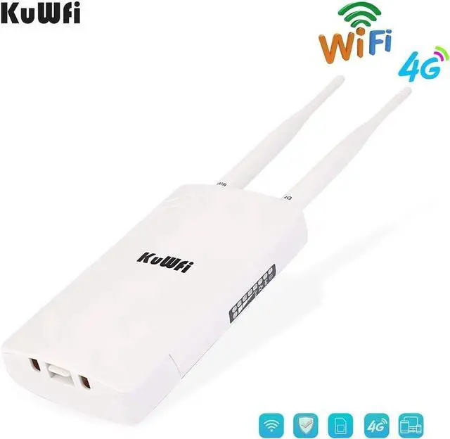 Alt view image 4 of 5 - KuWFi Waterproof Outdoor 4G LTE CPE SIM Card WiFi Router 150Mbps CAT4 SIM LTE Routers Work with IP Camera or Outside WiFi Coverage with 2pcs Antenna Only Work with SIM Card Mode Not for USA