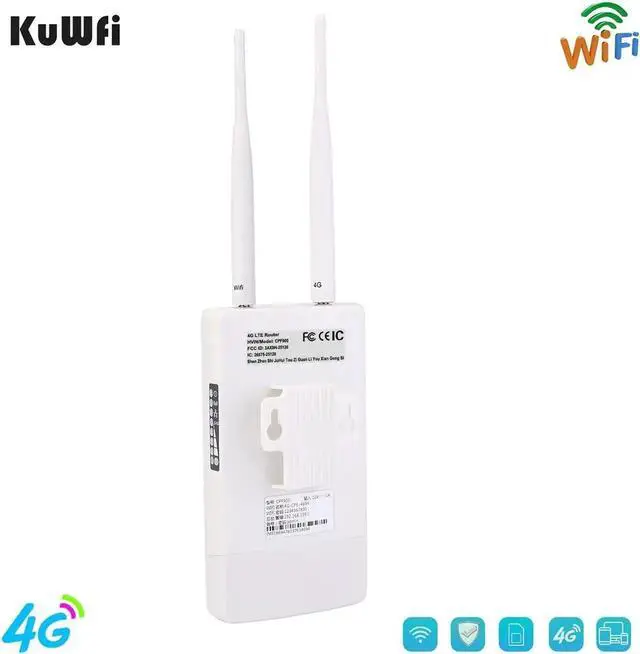Alt view image 5 of 5 - KuWFi Waterproof Outdoor 4G LTE CPE SIM Card WiFi Router 150Mbps CAT4 SIM LTE Routers Work with IP Camera or Outside WiFi Coverage with 2pcs Antenna Only Work with SIM Card Mode Not for USA
