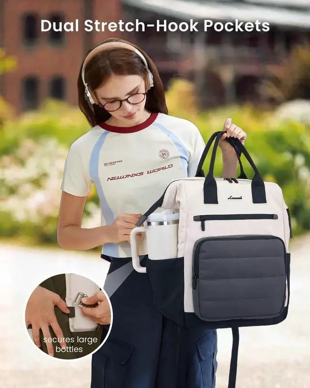 Alt view image 4 of 4 - LOVEVOOK Puffer Laptop Backpack for Women, 15.6 Inch Work Backpack purse for Nurse Teacher, College Back to School Bookbag for Teen Girls, Personal Item Travel Bag Computer Daypack for Daily Commute