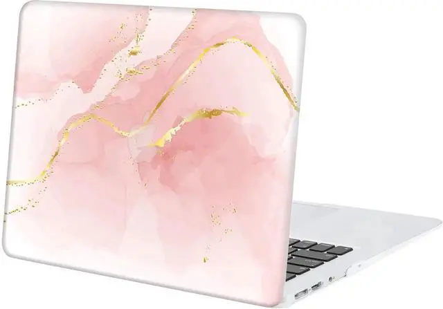 Main image of Compatiable for MacBook Air 13 Inch Case 2020-2018, Retina Display & Touch ID, Plastic Hard Shell & Keyboard Cover Skin - Pink Marble