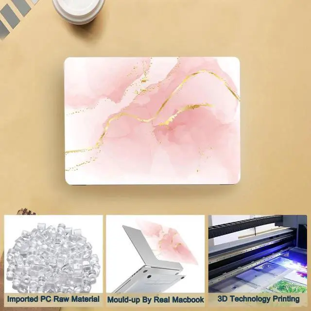 Alt view image 2 of 5 - Compatiable for MacBook Air 13 Inch Case 2020-2018, Retina Display & Touch ID, Plastic Hard Shell & Keyboard Cover Skin - Pink Marble