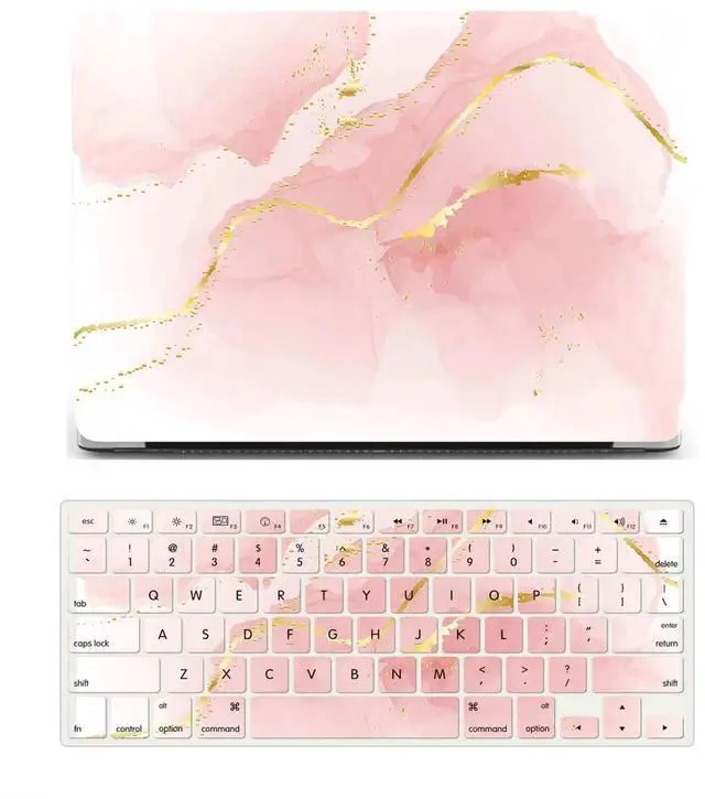 Alt view image 5 of 5 - Compatiable for MacBook Air 13 Inch Case 2020-2018, Retina Display & Touch ID, Plastic Hard Shell & Keyboard Cover Skin - Pink Marble