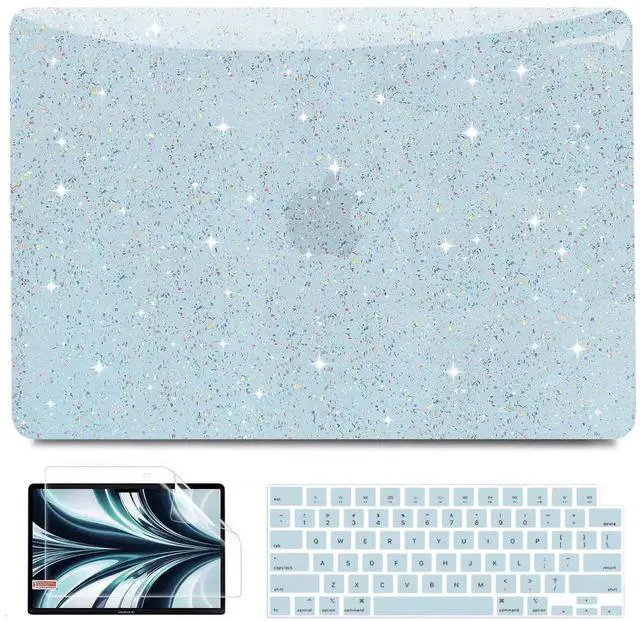Main image of Anban Compatible with MacBook Air 13 inch Case 2025 2024 2023 2022 M4 M3 M2 A3240 A3113 A2681, Luxirous Glitter Plastic Hard Shell+Keyboard Cover+Screen Protector for MacBook Air 13.6 inch Case, Blue