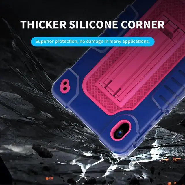 Alt view image 3 of 5 - Hoibon Shockproof Case for Walmart Onn 7 inch Tablet Case (2024 Model 100135924) Rugged Kids Friendly Case with Screen Protector Shoulder Strap Kickstand for Onn 7 4th Gen 2024 Model (NavyPink+2Pcs)