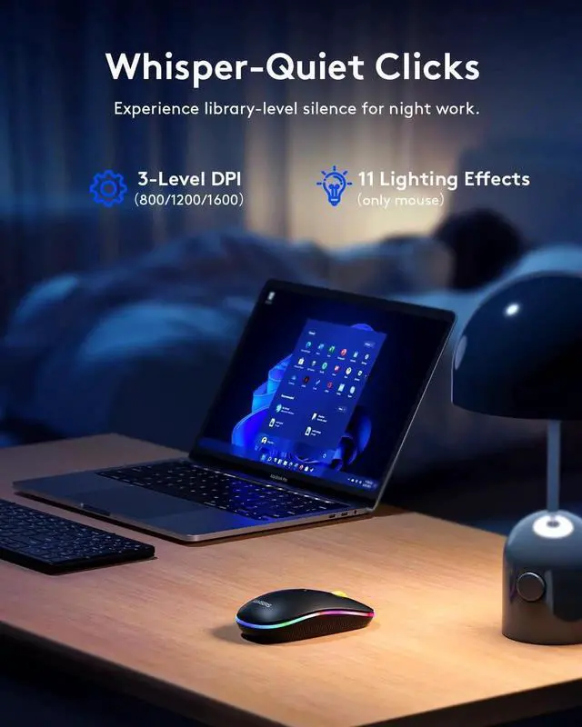 Alt view image 5 of 5 - Samsers Foldable Keyboard and Mouse, Folding Bluetooth Keyboard Mouse Combo with Backlight, 2.4G + BT5.0 x 2, Full-Size Travel Keyboard & Portable Wireless Mouse for Windows/Android/iOS/Mac OS, Black