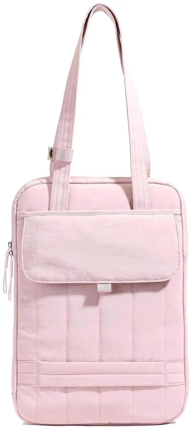 Main image of Linpr 15.6 Inch Laptop Shoulder Bag, Vertical Puffy Laptop Sleeve for MacBook Pro/Air M4/M3/M2/M1 (2024-2019), iPad Pro/Air/Mini, Quilted Puffer Handle Carrying Case with Luggage Strap (Pink)