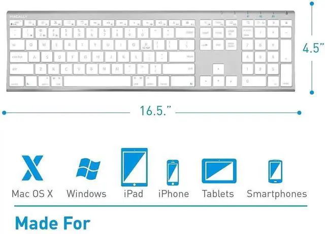 Alt view image 3 of 5 - Macally Premium Bluetooth Keyboard and Mouse for Mac | Compatible Apple Wireless Keyboard and Mouse Combo (110 Keys Multi-Device Rechargeable) Keyboard Mouse for MacBook Pro/Air and iMac - Space Gray