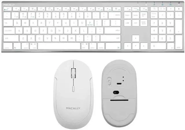 Main image of Macally Premium Bluetooth Keyboard and Mouse for Mac | Compatible Apple Wireless Keyboard and Mouse Combo (110 Keys Multi-Device Rechargeable) Keyboard Mouse for MacBook Pro/Air and iMac - Space Gray