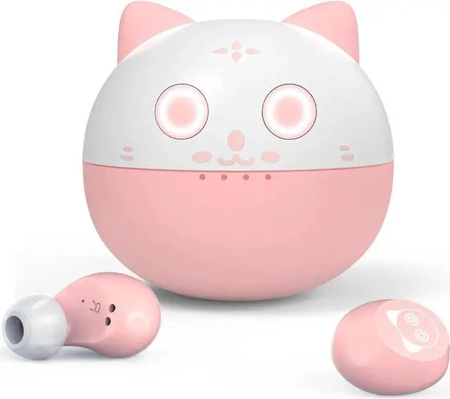 Main image of AMAFACE Pink Bluetooth Earbuds,Cute Cat Wireless Headphones for Girls Kids Women 36H Play Time IPX6 Waterproof Ear budsLED Display HiFi 3D Stereo Earphones for Sport Workout Travel