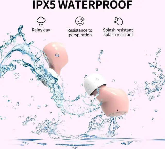 Alt view image 4 of 5 - AMAFACE Pink Bluetooth Earbuds,Cute Cat Wireless Headphones for Girls Kids Women 36H Play Time IPX6 Waterproof Ear budsLED Display HiFi 3D Stereo Earphones for Sport Workout Travel