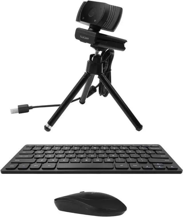 Main image of Macally Wireless Mini Keyboard & Mouse Combo and a 1080P Webcam, Stay Connected to Work from Home