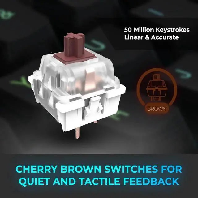 Alt view image 3 of 5 - ADESSO EasyTouch 150 Ergonomic Wired Mechanical Keyboard with Cherry MX Brown Switches, Integrated Palm Rest, Dedicated Copilot AI Hotkey, Full-Sized Layout with Numeric Pad for Comfortable Typing