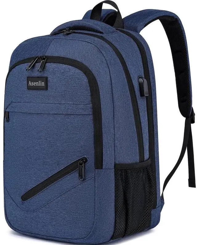 Main image of Asenlin Travel Laptop Backpack for Women & Men,Water Resistant Business Slim Sturdy Laptops Backpack with USB Charging Port,Fits 17.3 Inch Notebook College School Computer Bag-Blue