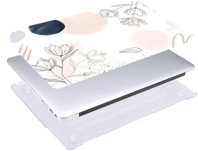 Alt view image 3 of 5 - MacBook Pro 13 Inch Case - Retina Display Model A1502 A1425, Plastic Hard Shell & Keyboard Cover Skin, Pink White