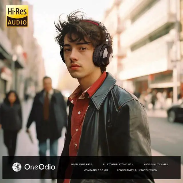 Alt view image 4 of 5 - OneOdio Bluetooth Over Ear Headphones, 110 Hrs Wireless/Wired Stereo Sound Foldable Headsets with Deep Bass 50mm Neodymium Drivers for PC/Phone/Tablet - Studio Wireless Pro C, Red