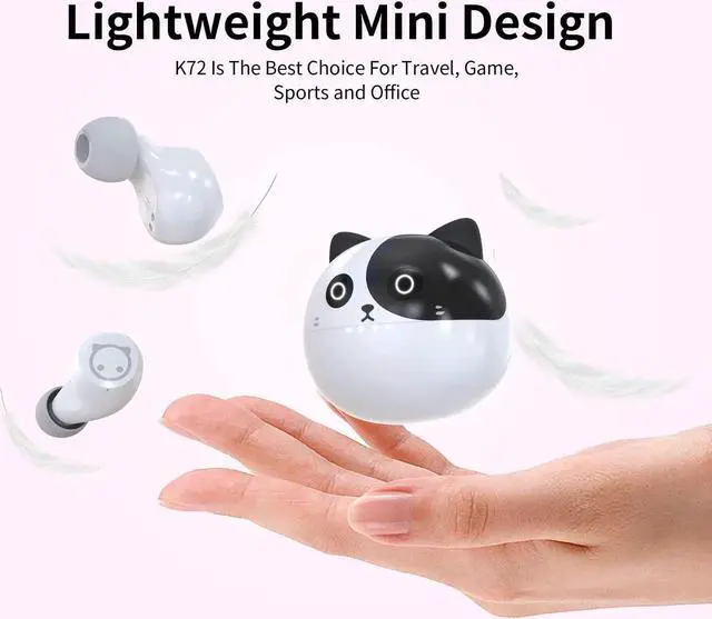 Alt view image 3 of 5 - AMAFACE Wireless Earbuds,Cartoon Wireless Bluetooth 5.0 Headset Built-in Mic,Cute Panda Earbuds,IPX5 Waterproof Headphones,Wireless Sports Earphones,36H Playtime HiFi Stereo Deep Bass Earbuds