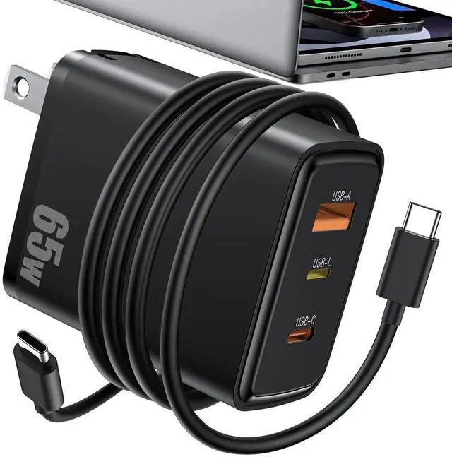 Alt view image 2 of 5 - 3.5mm Earbuds Wired Earphone for Moto G USB C Laptop Charger 65W Fast Charging 3-Port for Lightning USB-C USB-A Power Adapter for Lenovo for HP Chromebook for iPhone 16 Samsung Z Back to School