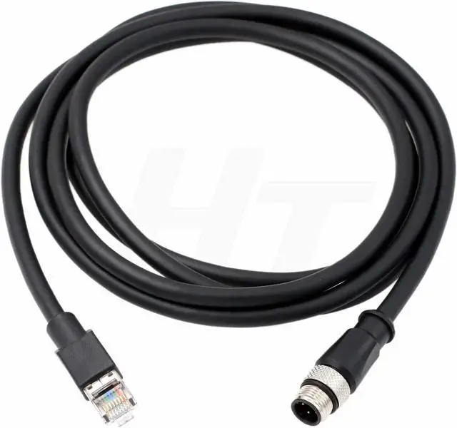 Alt view image 2 of 5 - HangTon Sensor Ethernet Cable for Keyence SR2000 Barcode Reader Industrial Automation Fieldbus, M12 D-Code 4 Pin to RJ45 Cat6 Network 5M