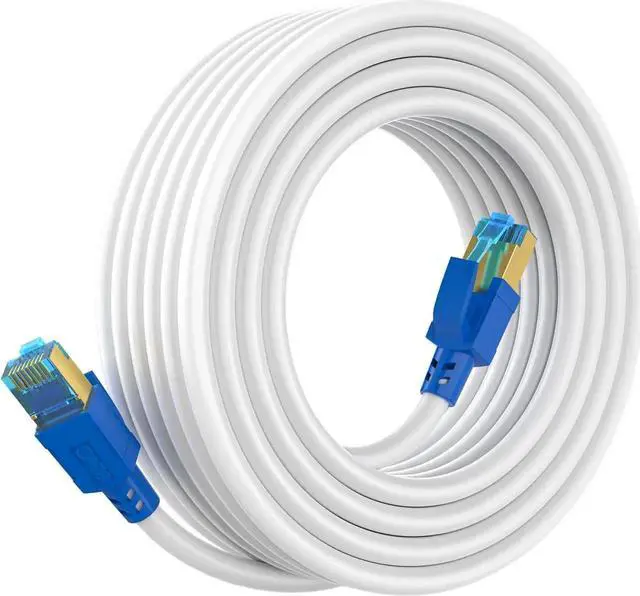 Main image of Cat 8 Ethernet Cable 75 ft,Internet Network Long LAN Cable,Weatherproof Shielded High Speed 75 Feet Heavy Duty 2000MHz 40Gbps with Gold Plated RJ45 Patch Cable for Gaming, Xbox, PS4, Modem,Route-White