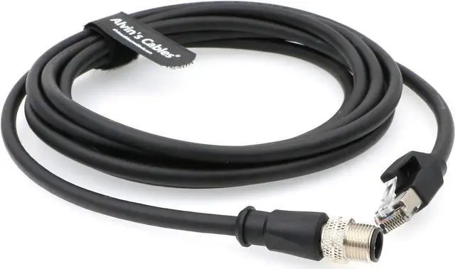 Alt view image 4 of 5 - Alvin's Cables M12 4 Position D Coded to RJ45 Ethernet Cable M12 4 Pin Male to RJ45 Male Network Shielded Cord Industrial Ethernet Cable 3M