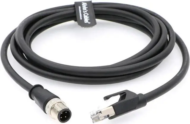 Alt view image 5 of 5 - Alvin's Cables M12 4 Position D Coded to RJ45 Ethernet Cable M12 4 Pin Male to RJ45 Male Network Shielded Cord Industrial Ethernet Cable 3M