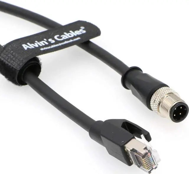 Alt view image 3 of 5 - Alvin's Cables M12 4 Position D Coded to RJ45 Ethernet Cable M12 4 Pin Male to RJ45 Male Network Shielded Cord Industrial Ethernet Cable 3M