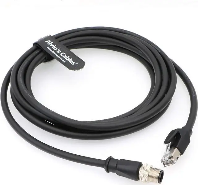 Alt view image 2 of 5 - Alvin's Cables M12 4 Position D Coded to RJ45 Ethernet Cable M12 4 Pin Male to RJ45 Male Network Shielded Cord Industrial Ethernet Cable 3M