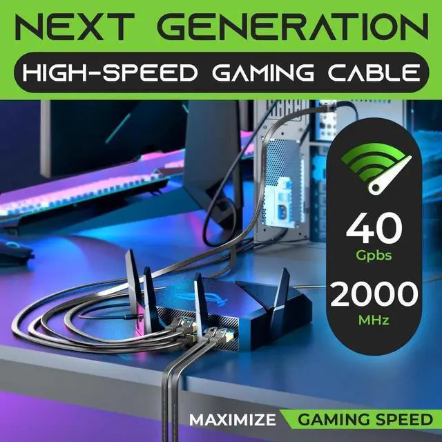 Alt view image 5 of 5 - GEARit Cat 8 Outdoor Flat Ethernet Cable (40ft, Black) Direct Burial Rated LLDPE Jacket - Indoor Cat8 Shielded FTP 2000Mhz 40Gbps High Speed Gaming Computer Network RJ45 Snagless Patch Cord Internet