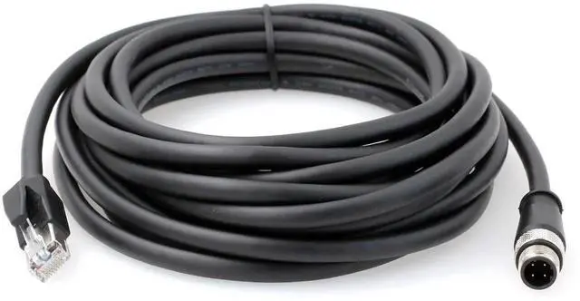 Main image of HangTon Sensor Ethernet Cable for Keyence SR2000 Barcode Reader Industrial Automation Fieldbus, M12 D-Code 4 Pin to RJ45 Cat6 Network 5M