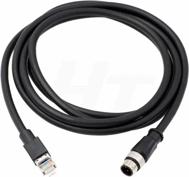 Alt view image 2 of 5 - HangTon Sensor Ethernet Cable for Keyence SR2000 Barcode Reader Industrial Automation Fieldbus, M12 D-Code 4 Pin to RJ45 Cat6 Network 5M