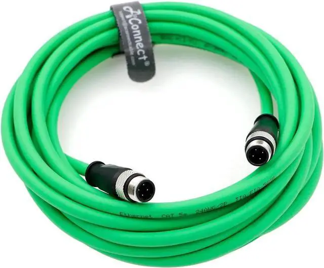 Main image of AConnect M12-D-Code Ethernet-Cable for Industrial Camera M12 4 Pin Male D-Code to 4 Pin Male D-Code Shielded Cat5e Ethernet Cord Waterproof 5M/16.4Ft