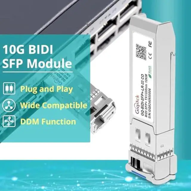 Alt view image 5 of 5 - 1 Pair 10GBASE-BX10-UD BiDi SFP+ Module, TX 1270nm/1330nm, RX 1330nm/1270nm, 10km DOM Simplex LC/UPC SMF Optical Transceiver Mini Gbic for Juniper Networks JNP-SFP-10G-BX10U/JNP-SFP-10G-BX10D