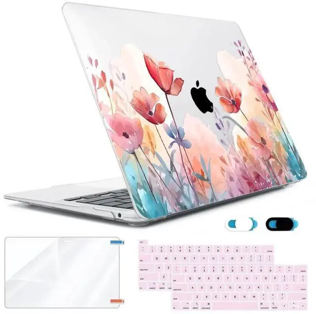 Alt view image 5 of 5 - HOHAIYOO Compatible with MacBook Pro 13 inch Case M2 2024 2023 2022-2016 A2338 M1 A2251 A2289 A2159 A1989 A1706, Plastic Hard Shell Case & Keyboard Cover & Screen Protector&Webcam Cover, Garden Floral