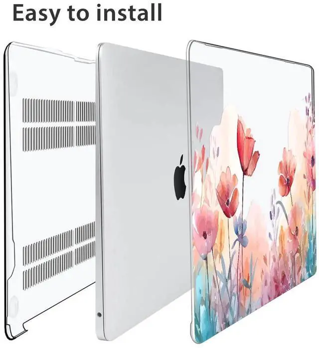Alt view image 2 of 5 - HOHAIYOO Compatible with MacBook Pro 13 inch Case M2 2024 2023 2022-2016 A2338 M1 A2251 A2289 A2159 A1989 A1706, Plastic Hard Shell Case & Keyboard Cover & Screen Protector&Webcam Cover, Garden Floral