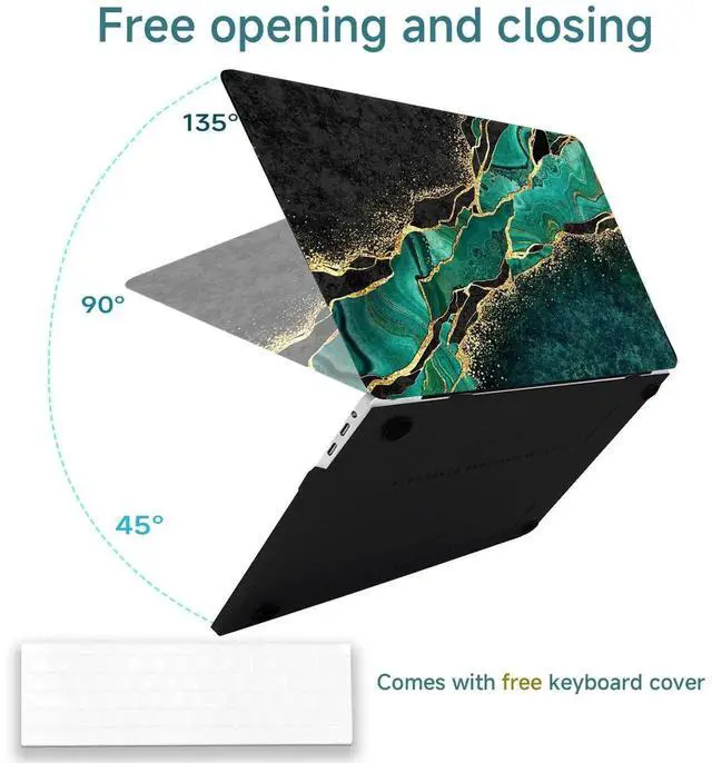 Alt view image 2 of 5 - Fulbrio Arts Compatible with MacBook Air 15 inch Hard Shell Matte Finish Case Skin, 2023 Release A2941 M2 Chip Slim Matte Finish Hard Shell with Keyboard Cover,Green Marble