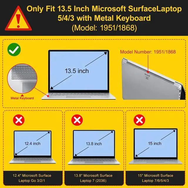 Alt view image 2 of 5 - Lepeoac Case for 13.5" Microsoft Surface Laptop 5/4/3 with Metal Palm Rest ONLY 2019-2022 Release Models:1868/1951, Plastic Hard Shell Case with Keyboard Cover & Screen Protector, Lavender Gray