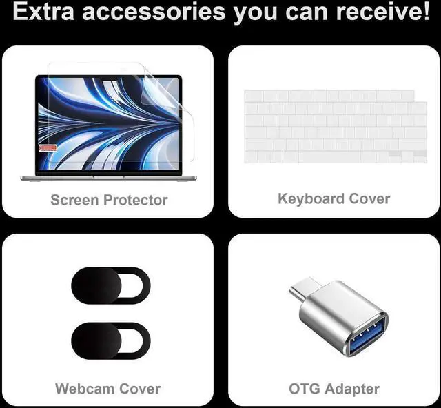 Alt view image 5 of 5 - Yebiseven Case for M3 MacBook Pro 16 inch 2023 2021 Release A2991/A2485 A2780 M2 M1 Pro/Max, Hard Shell Case with Keyboard Cover & Screen Film & OTG Adapter & 2 Webcam Covers, Golden Butterfly