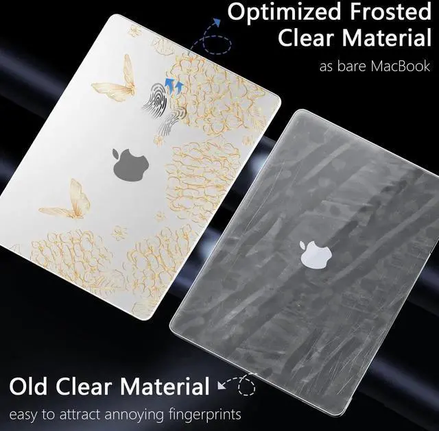 Alt view image 3 of 5 - Yebiseven Case for M3 MacBook Pro 16 inch 2023 2021 Release A2991/A2485 A2780 M2 M1 Pro/Max, Hard Shell Case with Keyboard Cover & Screen Film & OTG Adapter & 2 Webcam Covers, Golden Butterfly