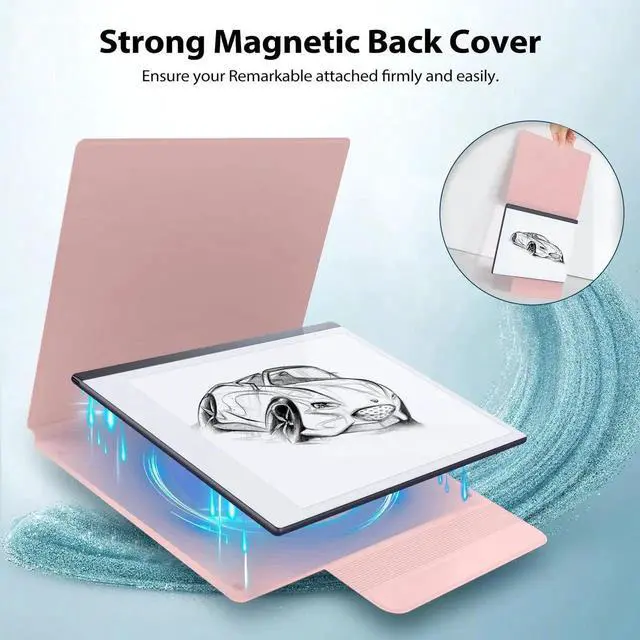 Alt view image 4 of 5 - TiMOVO Case Compatible for Remarkable 2, Ultra-Thin Magnetic Case with Built-in Pen Holder, Lightweight Book Folio Cover Compatible with Remarkable 2 Paper Tablet 10.3" 2020 Released, Spring Pink