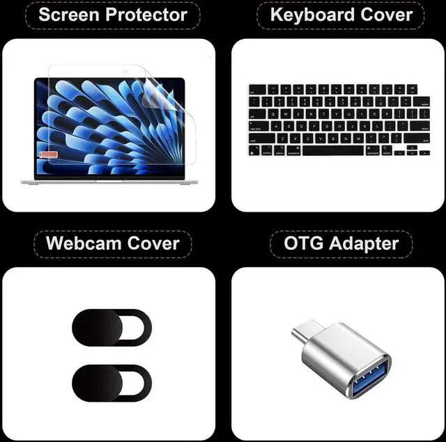 Alt view image 2 of 5 - Yebiseven for MacBook Air 13.6" M4 Case 2025 2024 2022 Released A3240/A3113 M3/A2681 M2, Laptop Case with Keyboard Cover & Screen Protector & OTG Adapter & 2 Webcam Covers, Blooming Flower