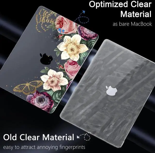 Alt view image 3 of 5 - Yebiseven for MacBook Air 13.6" M4 Case 2025 2024 2022 Released A3240/A3113 M3/A2681 M2, Laptop Case with Keyboard Cover & Screen Protector & OTG Adapter & 2 Webcam Covers, Blooming Flower