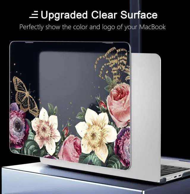 Alt view image 4 of 5 - Yebiseven for MacBook Air 13.6" M4 Case 2025 2024 2022 Released A3240/A3113 M3/A2681 M2, Laptop Case with Keyboard Cover & Screen Protector & OTG Adapter & 2 Webcam Covers, Blooming Flower