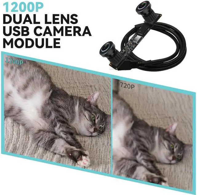 Alt view image 3 of 5 - MMlove USB Stereo Camera Module 1200P 60FPS Global Shutter USB Webcam with Synchronous Dual Lens,600P 120FPS High Speed 3D Webcam 112° Wide Angle Lightburn Camera for VR,PC/Laptop/Raspberry Pi