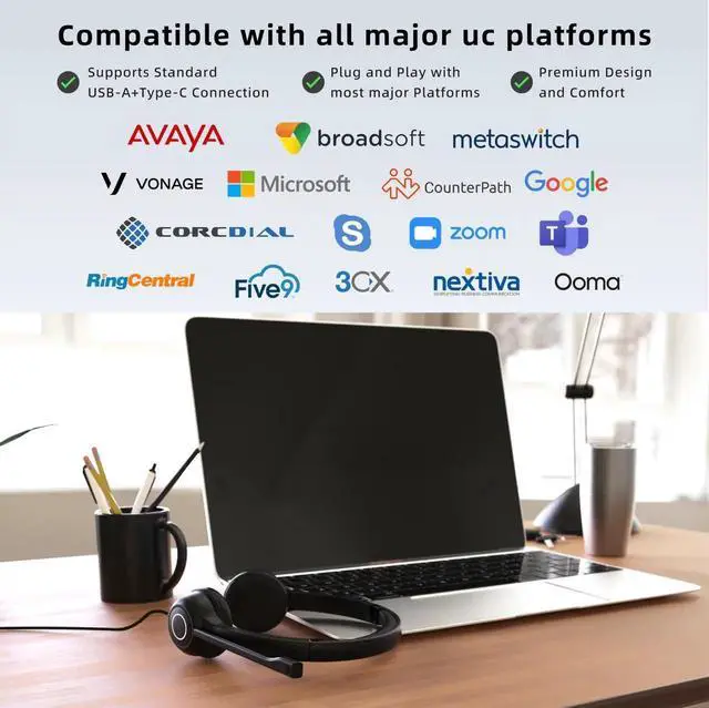 Alt view image 3 of 5 - TruVoice Voicepro 80 Premium Headset and Webcam Bundle (Includes Double Ear USB Headset and 1080P Webcam) All-in-One Combination