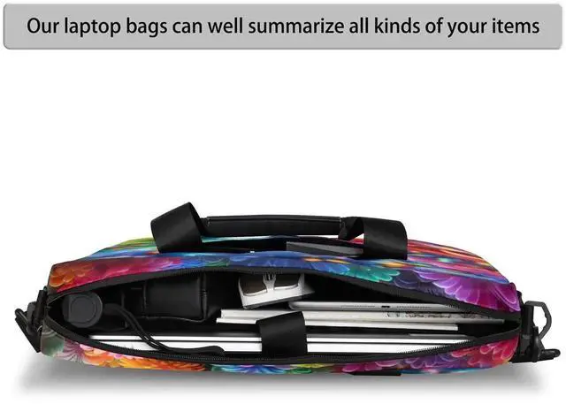 Alt view image 4 of 5 - Laptop Bag butterfly flower colorful Laptop Satchel Briefcase Adjustable shoulder Carrying for 15 inch-16 inch Laptop