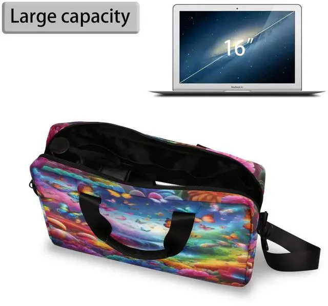 Alt view image 2 of 5 - Laptop Bag butterfly flower colorful Laptop Satchel Briefcase Adjustable shoulder Carrying for 15 inch-16 inch Laptop